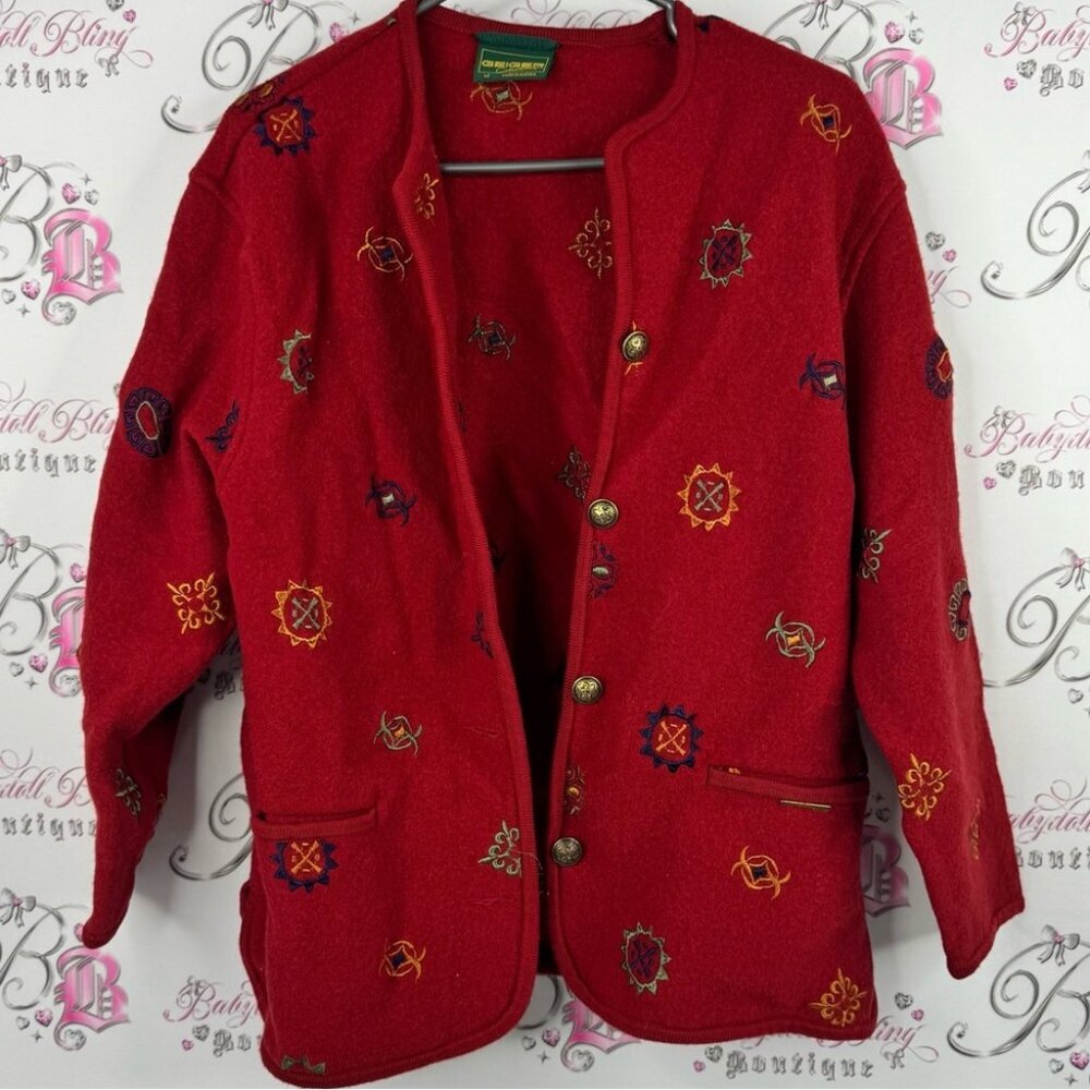Geiger collections cardigan Embroidered Red Women's Jacket Austria 🇦🇹